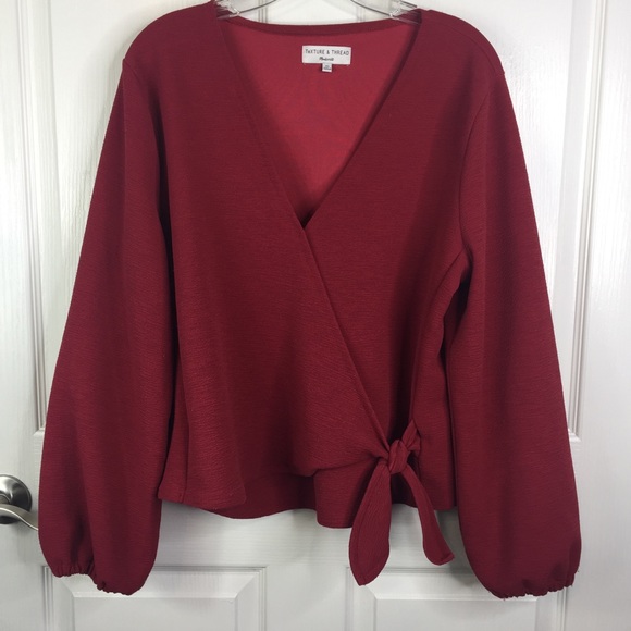 Madewell Tops - Madewell Texture & Thread Faux Wrap Tie Blouse